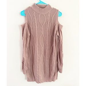 NWOT No Comment Cold Shoulder Blush Knit Sweater
